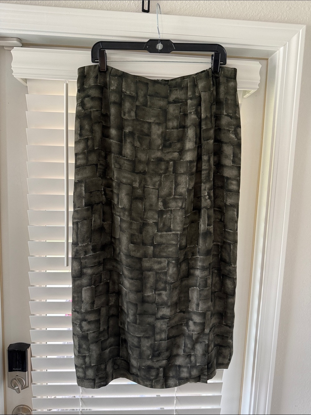 Josephine Chaus Olive Gray Patterned Midi Skirt